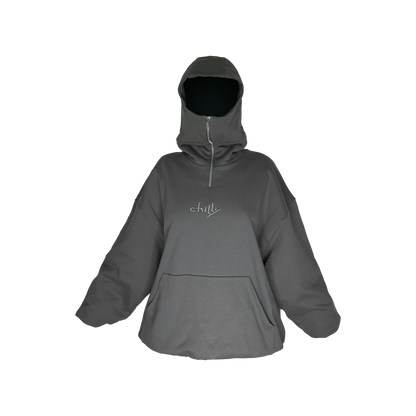 Heavy Over-sized Balaclava Hoodie featuring Old Cartoon Style Graphic - chilly