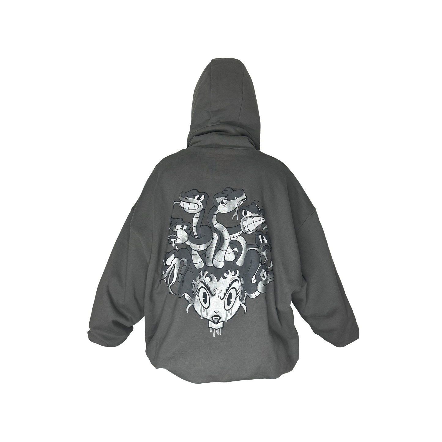 Heavy Over-sized Balaclava Hoodie featuring Old Cartoon Style Graphic - chilly