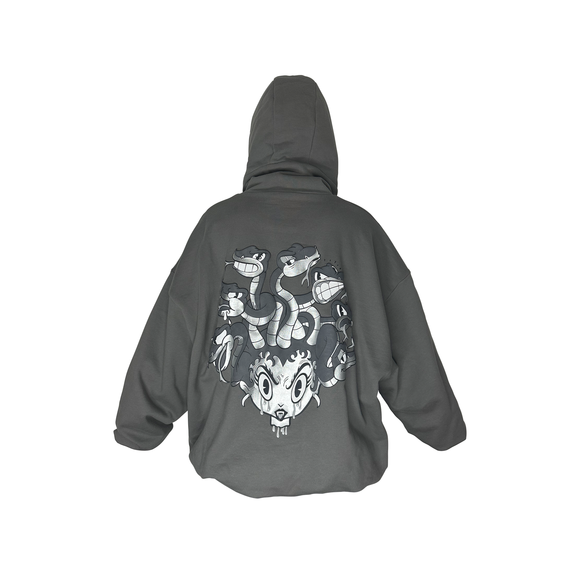 Heavy Over-sized Balaclava Hoodie featuring Old Cartoon Style Graphic - chilly