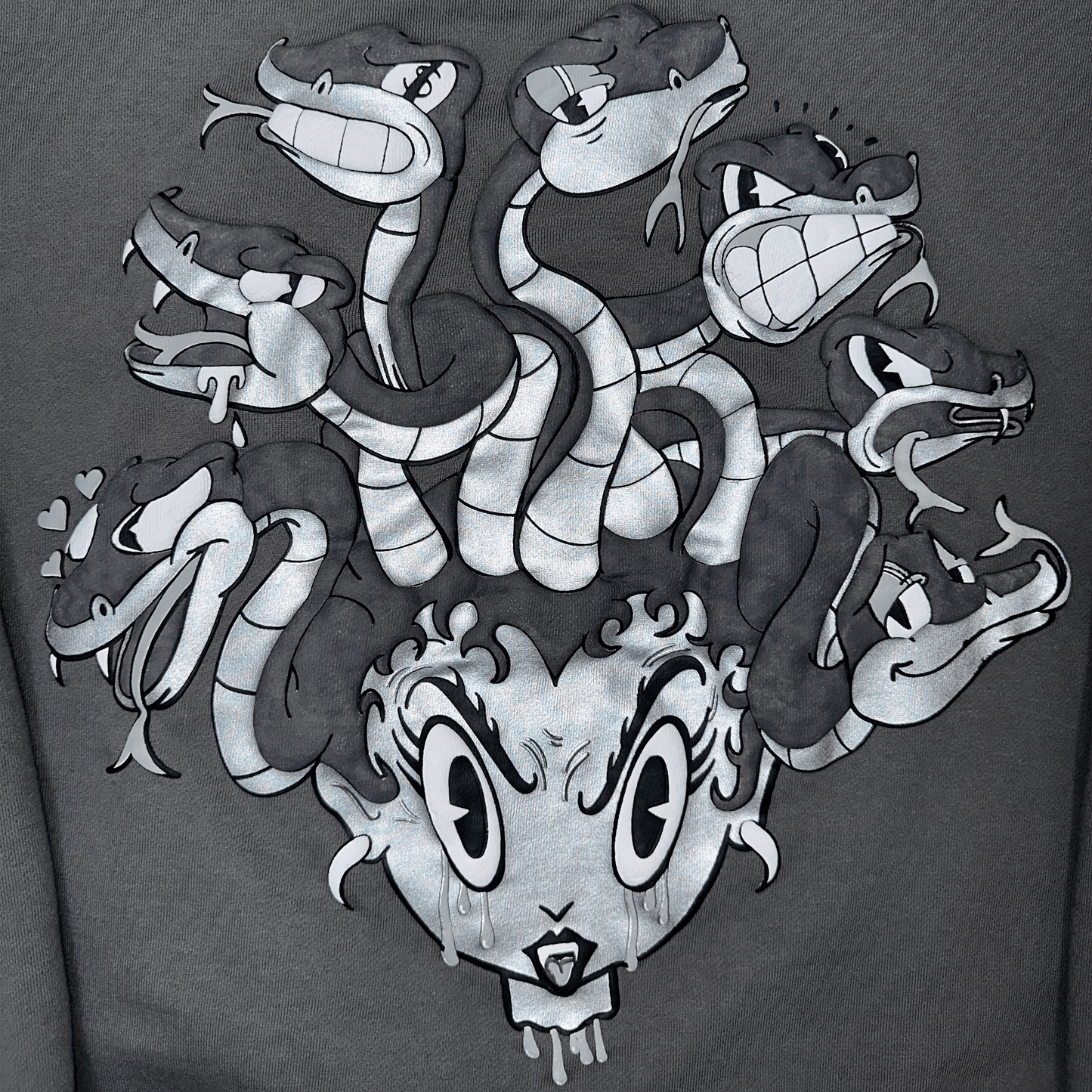 Heavy Over-sized Balaclava Hoodie featuring Old Cartoon Style Graphic - chilly