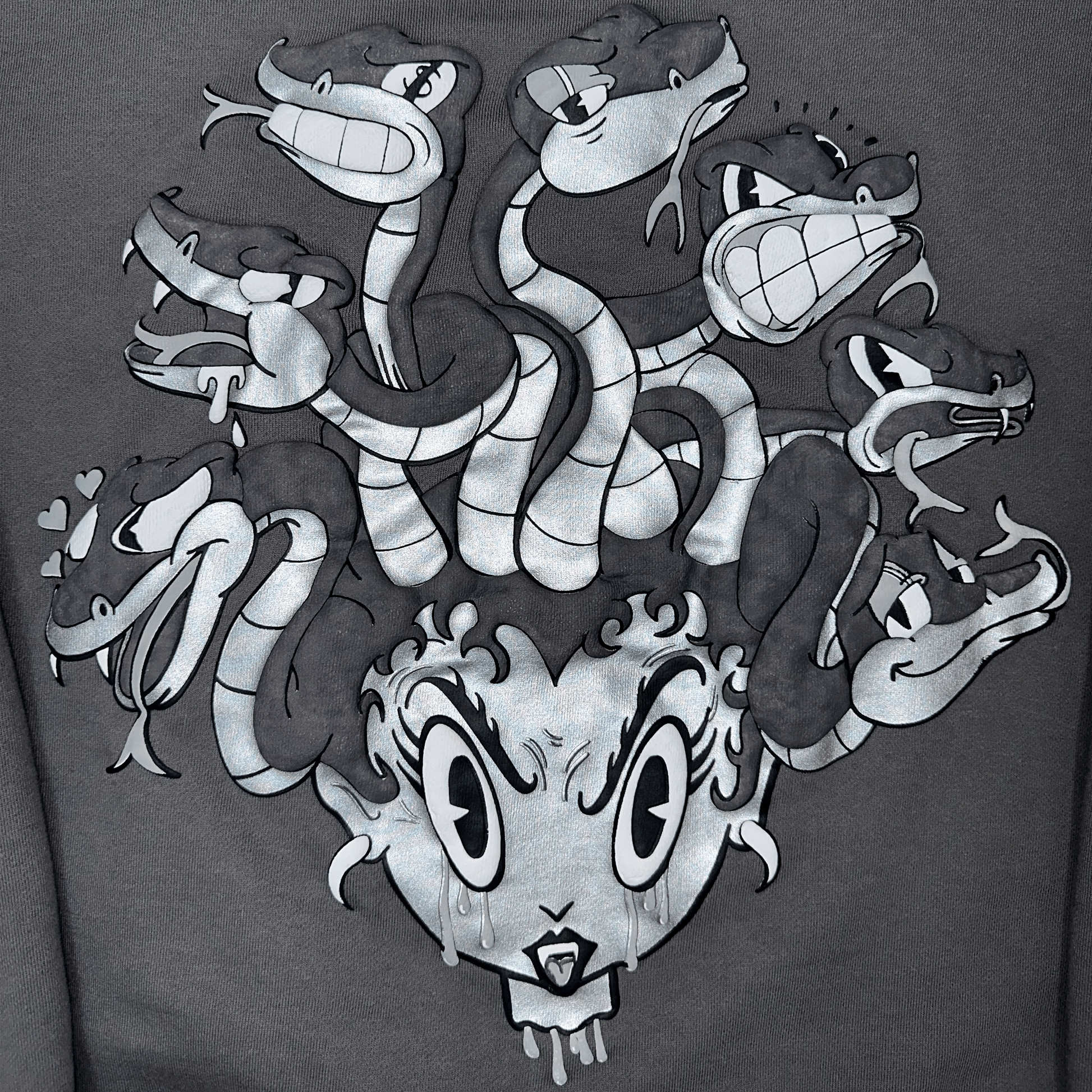 Heavy Over-sized Balaclava Hoodie featuring Old Cartoon Style Graphic - chilly