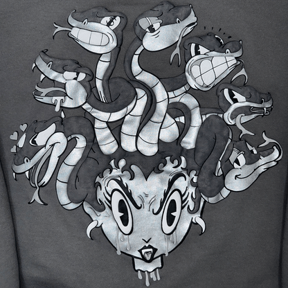 Heavy Over-sized Balaclava Hoodie featuring Old Cartoon Style Graphic - chilly