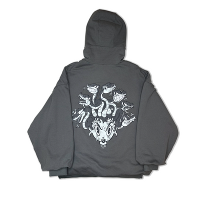 Heavy Over-sized Balaclava Hoodie featuring Old Cartoon Style Graphic - chilly